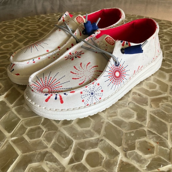 NEW! Hey Dude Women's Wendy Slip-On in ‘White Fireworks’ - Picture 8 of 9